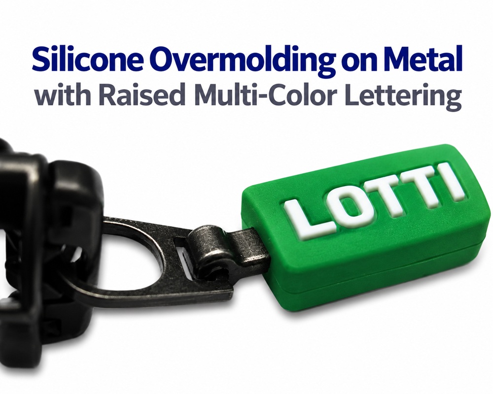 Silicone Overmolding on Metal with Raised Multi-Color Lettering